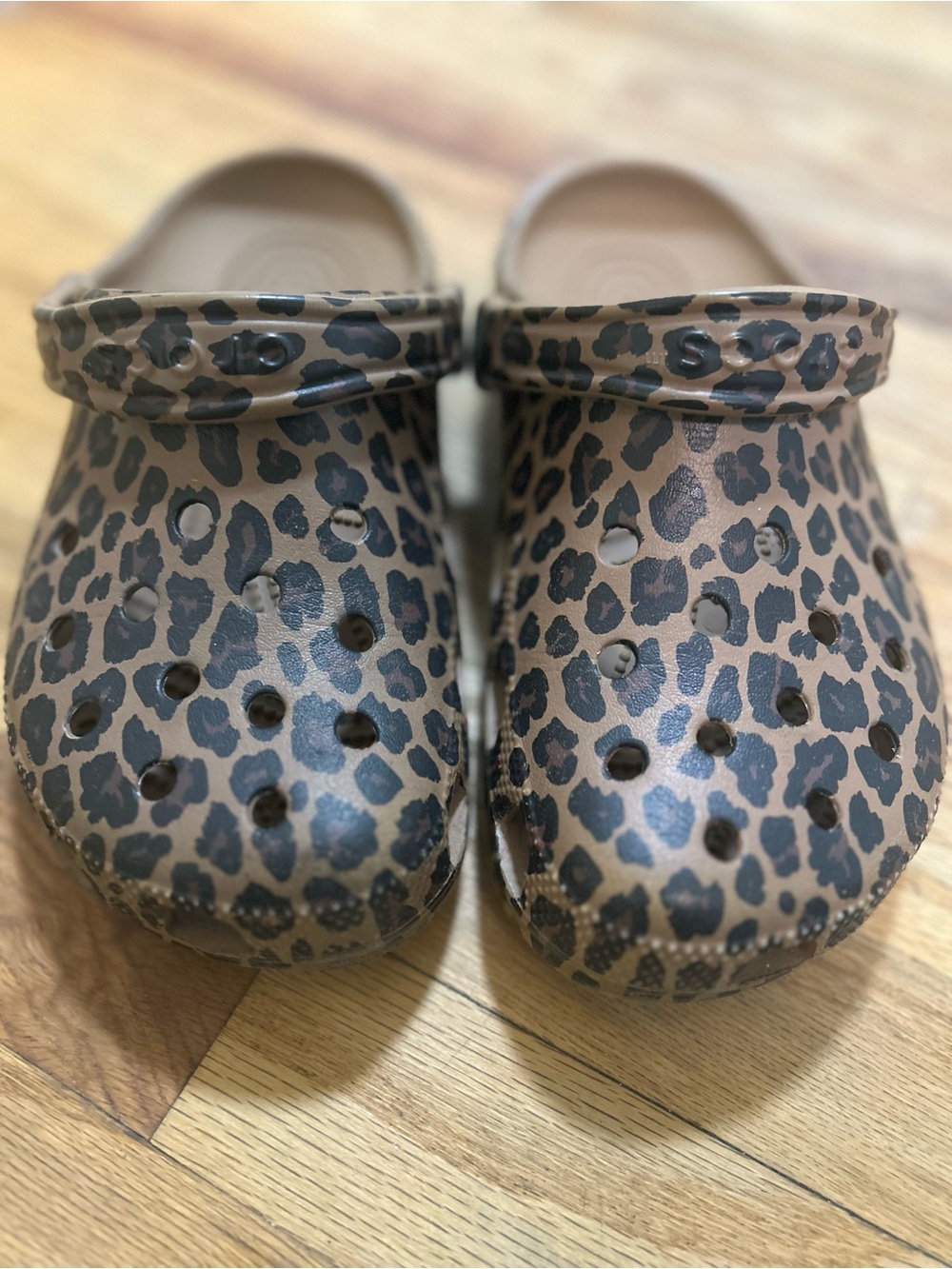 CROCS Leopard Print Clogs in Brown and Black